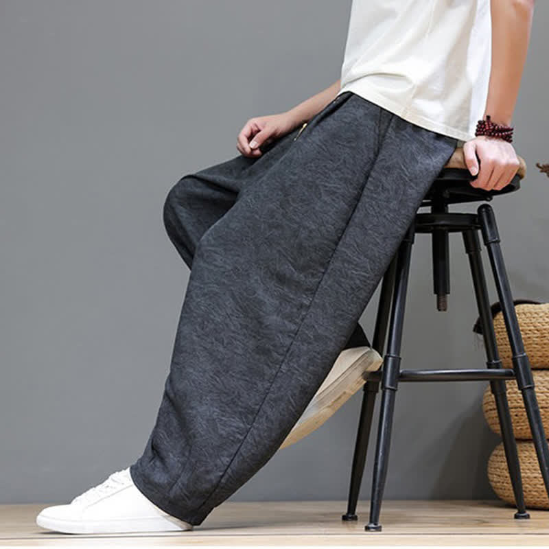 Buddha Stones Pantalones harem de verano para hombre, estilo bohemio, con cordón ajustable y estampado floral liso, con bolsillos. - image 18