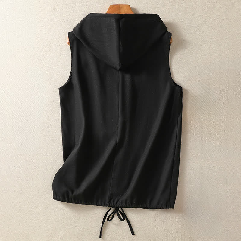 Buddha Stones Camisetas sin mangas con capucha y bolsillos para mujer, estilo casual de verano, con cordón ajustable y cremallera. - image 12