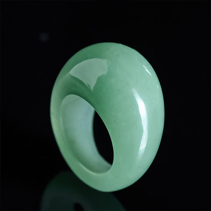 Buddha Stones Anillo de equilibrio ancho de aventurina verde natural - Aventurina verde natural (el color puede variar) - image 0