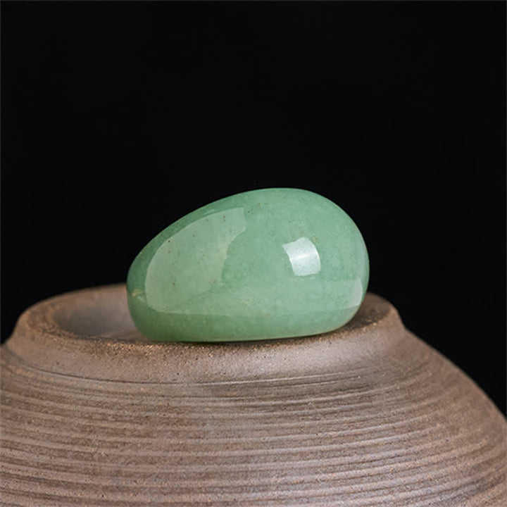 Buddha Stones Anillo de equilibrio ancho de aventurina verde natural - image 2
