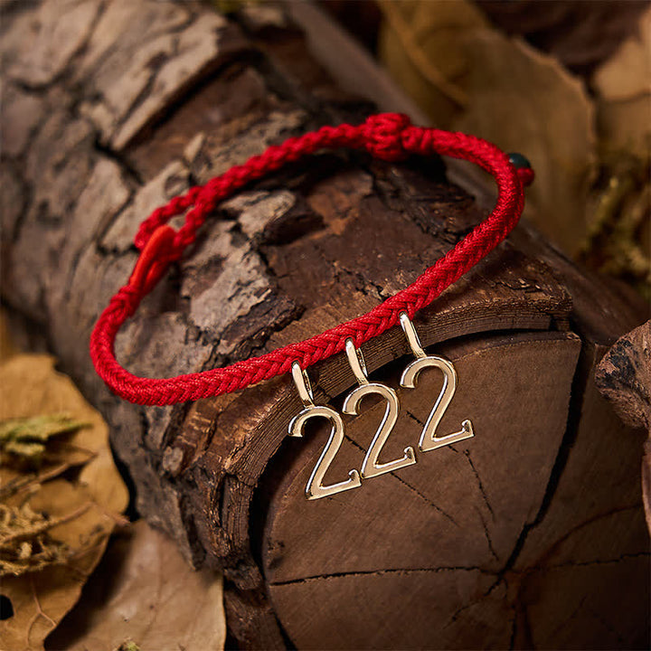 Buddha Stones Pulsera trenzada de jade con hilo rojo y número angelical 777 444 333 222 111 - image 2