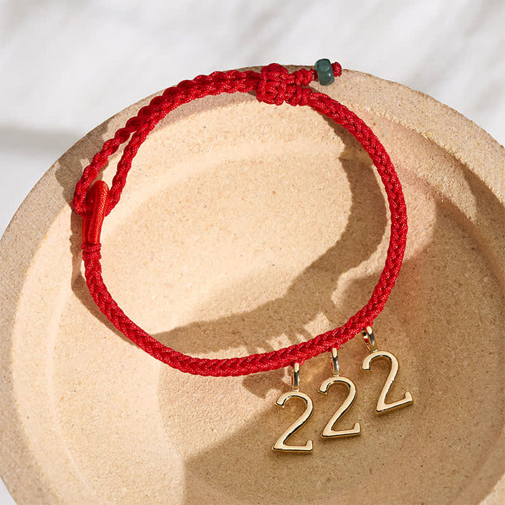 Buddha Stones Pulsera trenzada de jade con hilo rojo y número angelical 777 444 333 222 111 - 111 (Circunferencia de la muñeca: 16-20 cm) - image 0