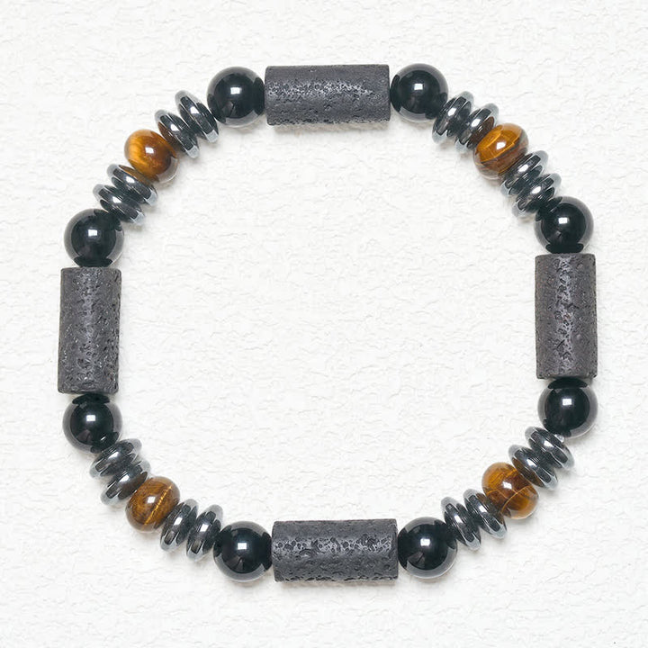 Buddha Stones Pulsera poderosa de obsidiana ojo de tigre natural, hematita y roca de lava - image 5