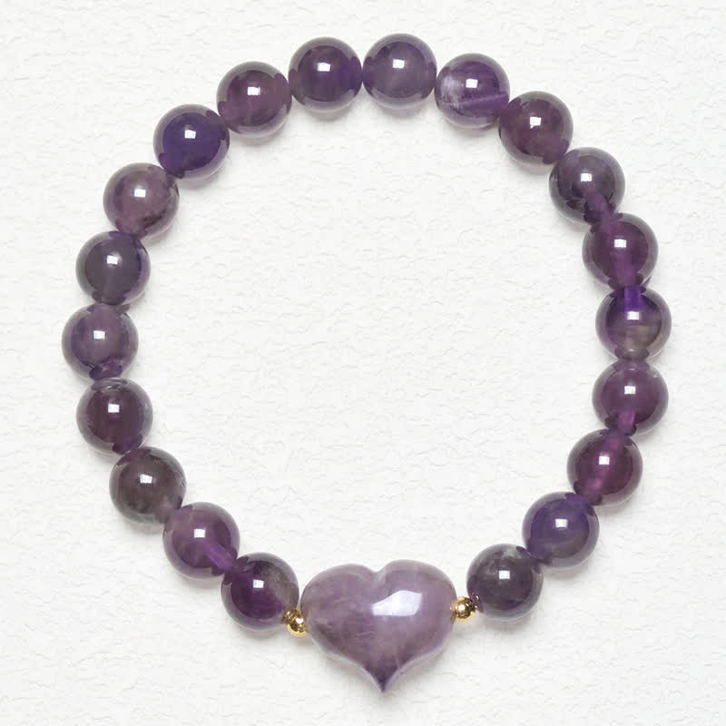 Buddha Stones Pulsera espiritual de corazón de amor con aventurina verde amatista natural, ojo de tigre y cuarzo fresa. - image 1