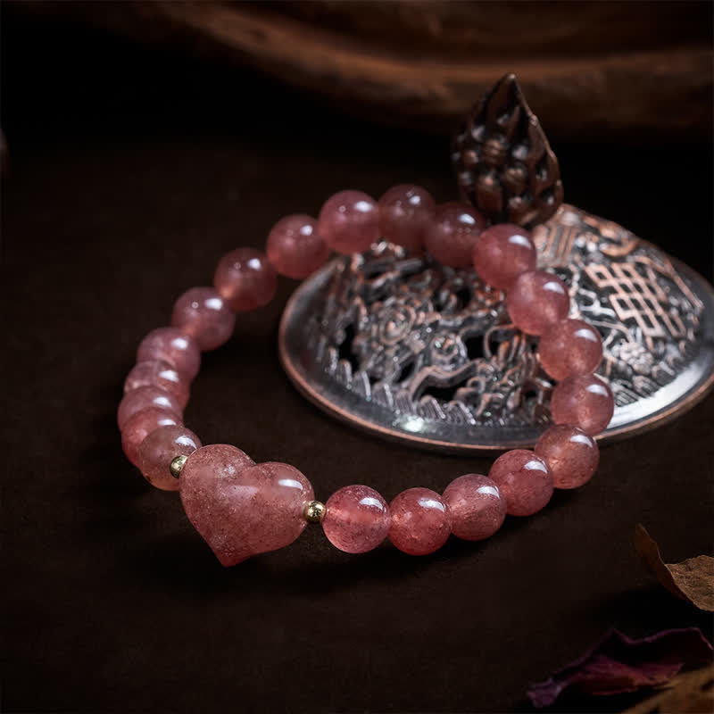 Buddha Stones Pulsera espiritual de corazón de amor con aventurina verde amatista natural, ojo de tigre y cuarzo fresa. - image 21