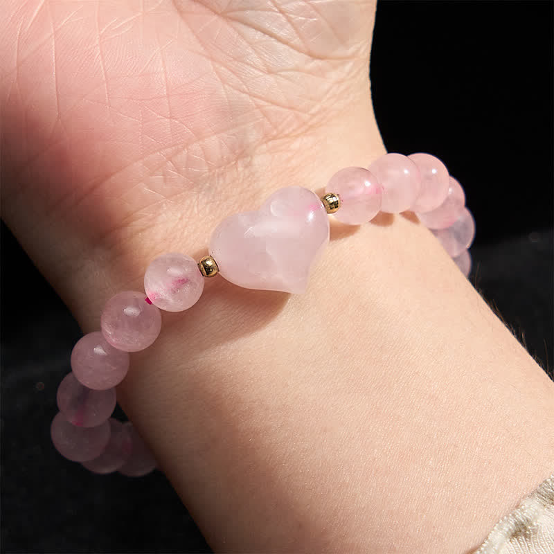 Buddha Stones Pulsera espiritual de corazón de amor con aventurina verde amatista natural, ojo de tigre y cuarzo fresa. - image 30