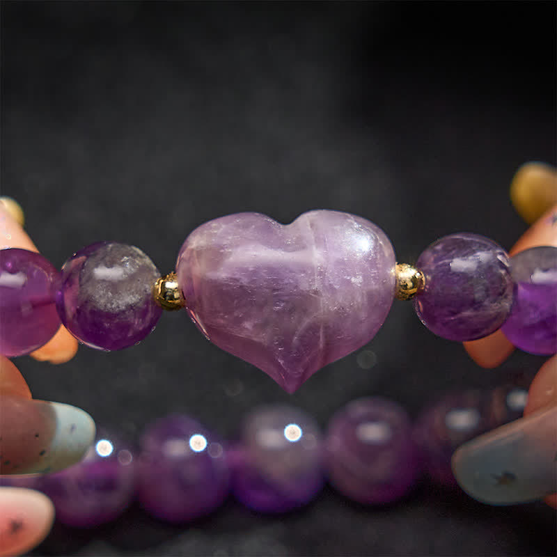 Buddha Stones Pulsera espiritual de corazón de amor con aventurina verde amatista natural, ojo de tigre y cuarzo fresa. - image 6