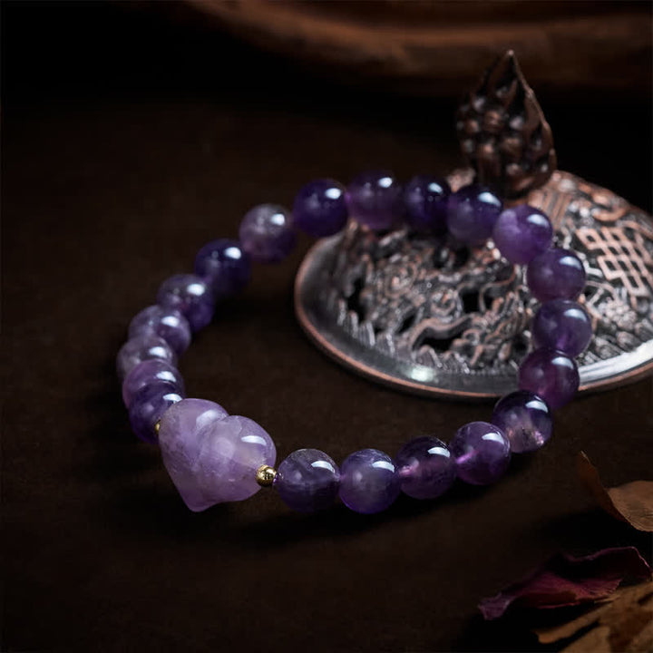 Buddha Stones Pulsera espiritual de corazón de amor con aventurina verde amatista natural, ojo de tigre y cuarzo fresa. - image 4