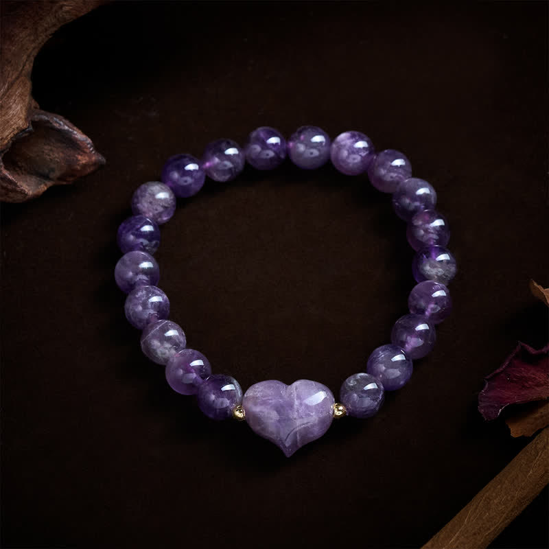 Buddha Stones Pulsera espiritual de corazón de amor con aventurina verde amatista natural, ojo de tigre y cuarzo fresa. - image 2