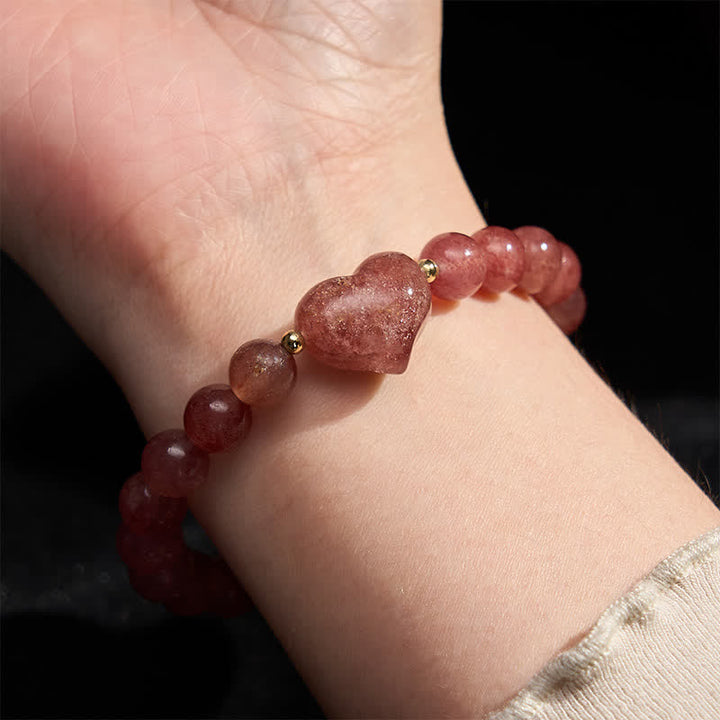 Buddha Stones Pulsera espiritual de corazón de amor con aventurina verde amatista natural, ojo de tigre y cuarzo fresa. - image 22