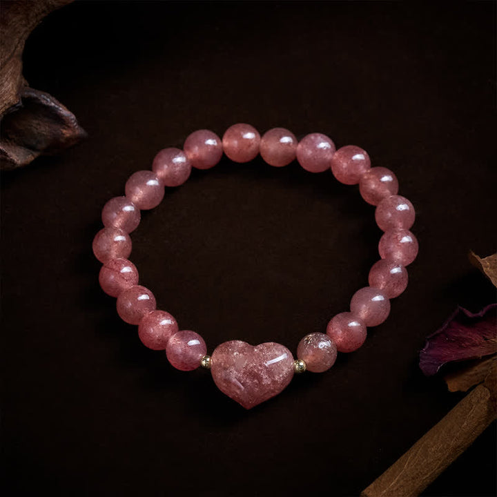Buddha Stones Pulsera espiritual de corazón de amor con aventurina verde amatista natural, ojo de tigre y cuarzo fresa. - image 19