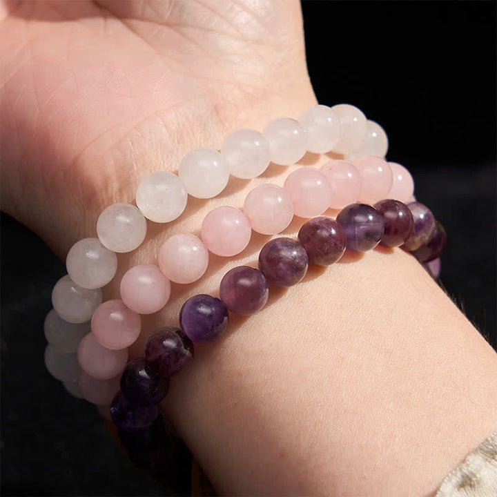 Buddha Stones Pulsera de conciencia espiritual con cristal de cuarzo rosa y amatista - image 2