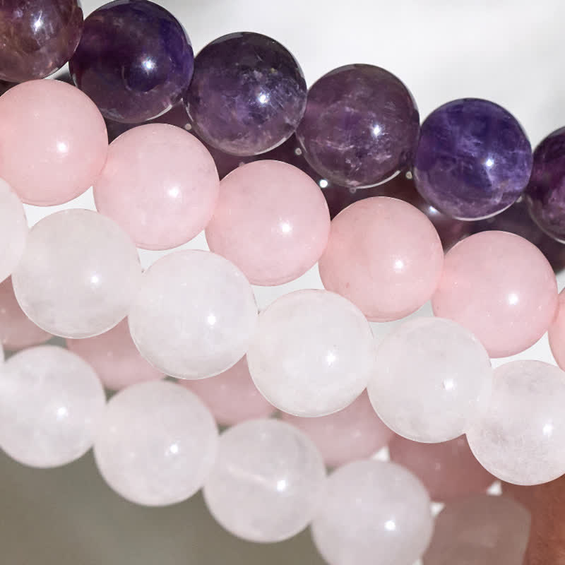 Buddha Stones Pulsera de conciencia espiritual con cristal de cuarzo rosa y amatista - image 8