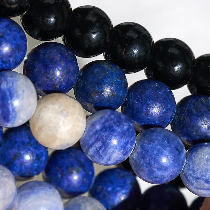 Buddha Stones Pulsera con cuentas de lazurita, lapislázuli, sodalita y ónix negro. - image 8
