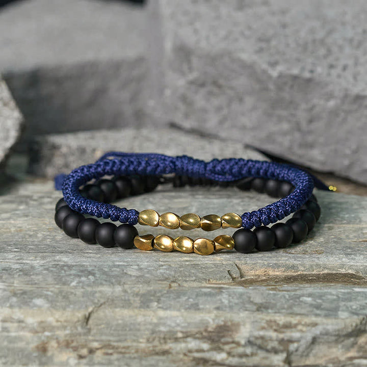 Buddha Stones Pulsera de 2 piezas con cuentas de piedra natural esmerilada y cordón de cobre. - image 6