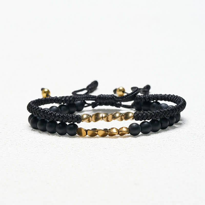 Buddha Stones Pulsera de 2 piezas con cuentas de piedra natural esmerilada y cordón de cobre. - image 11