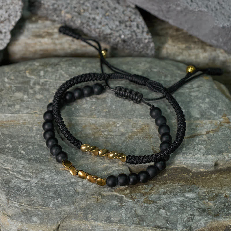 Buddha Stones Pulsera de 2 piezas con cuentas de piedra natural esmerilada y cordón de cobre. - image 12