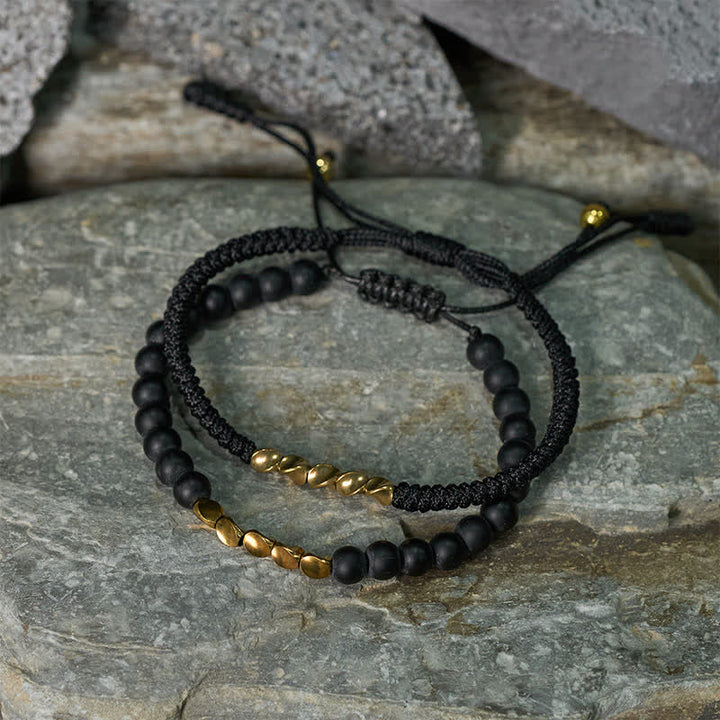Buddha Stones Pulsera de 2 piezas con cuentas de piedra natural esmerilada y cordón de cobre. - image 12