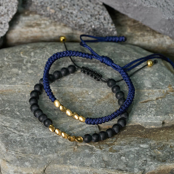 Buddha Stones Pulsera de 2 piezas con cuentas de piedra natural esmerilada y cordón de cobre. - image 8