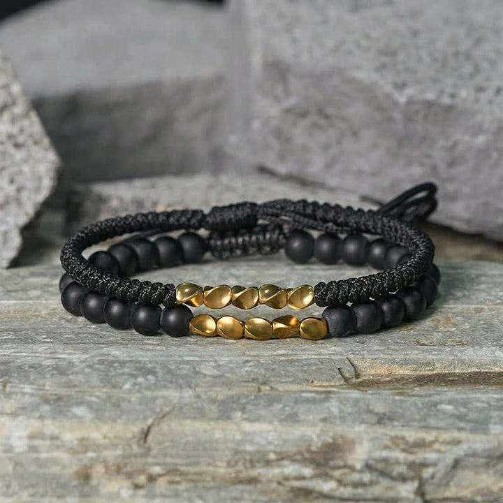 Buddha Stones Pulsera de 2 piezas con cuentas de piedra natural esmerilada y cordón de cobre. - image 10