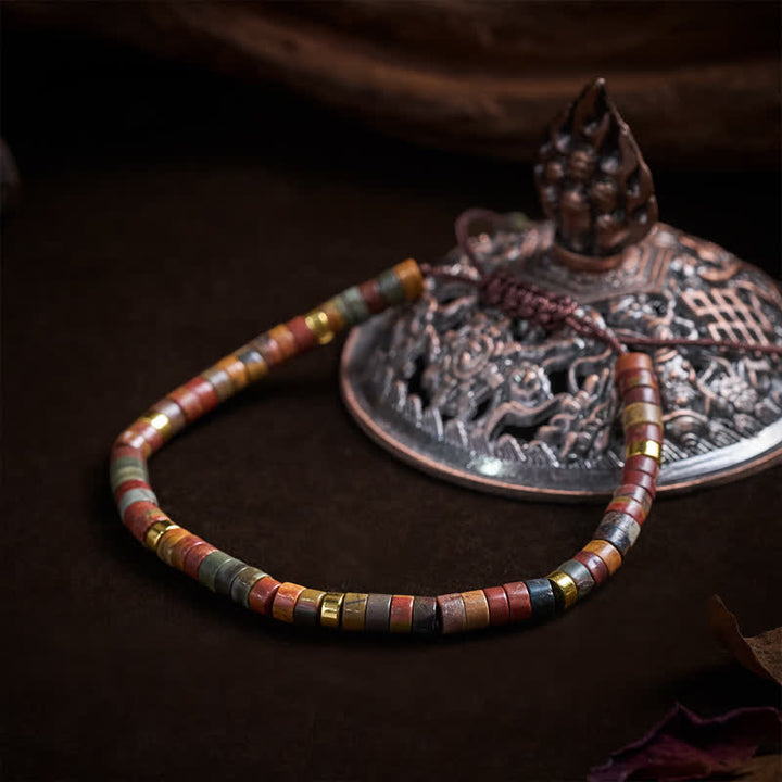 Buddha Stones Pulsera de hilo energético con pequeñas cuentas de jaspe Picasso - image 10