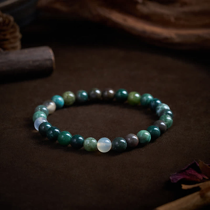 Buddha Stones Pulsera de protección y paz con jaspe y ágata de sedimentos marinos de piedra natural - image 3