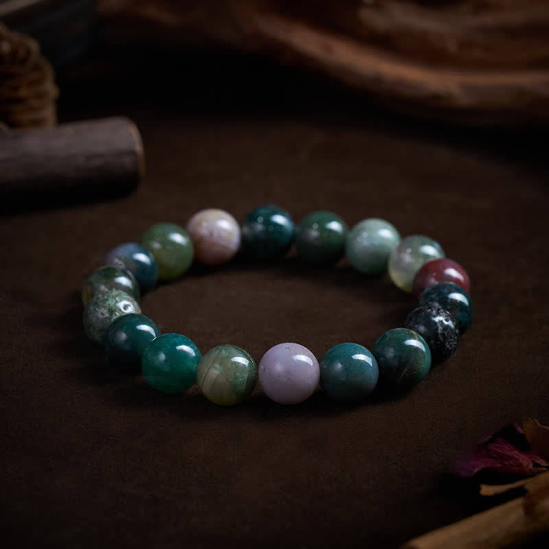Buddha Stones Pulsera de protección y paz con jaspe y ágata de sedimentos marinos de piedra natural - image 10