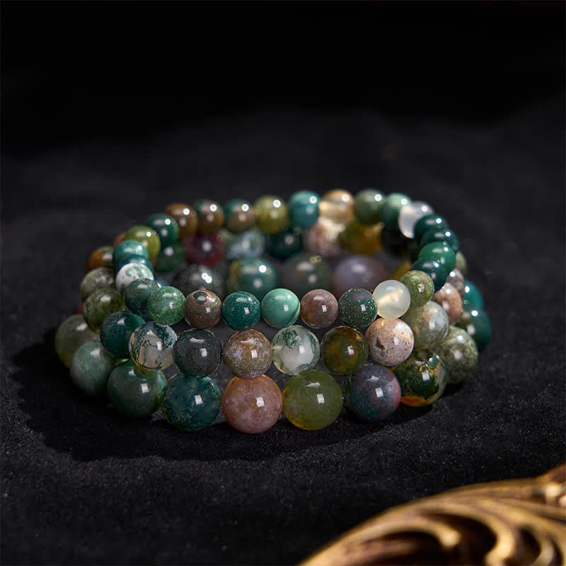 Buddha Stones Pulsera de protección y paz con jaspe y ágata de sedimentos marinos de piedra natural - image 12