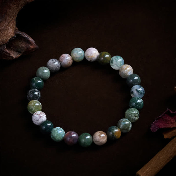 Buddha Stones Pulsera de protección y paz con jaspe y ágata de sedimentos marinos de piedra natural - image 6