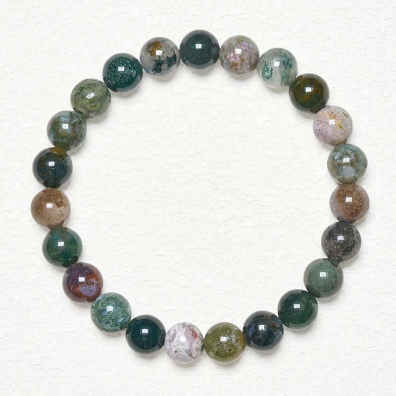 Buddha Stones Pulsera de protección y paz con jaspe y ágata de sedimentos marinos de piedra natural - image 1