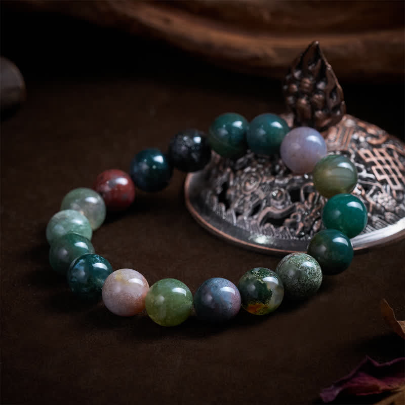 Buddha Stones Pulsera de protección y paz con jaspe y ágata de sedimentos marinos de piedra natural - image 11