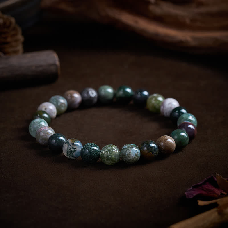 Buddha Stones Pulsera de protección y paz con jaspe y ágata de sedimentos marinos de piedra natural - 8 mm (circunferencia de la muñeca: 15-16 cm) - image 7
