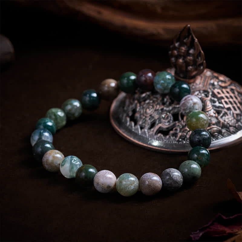 Buddha Stones Pulsera de protección y paz con jaspe y ágata de sedimentos marinos de piedra natural - image 8