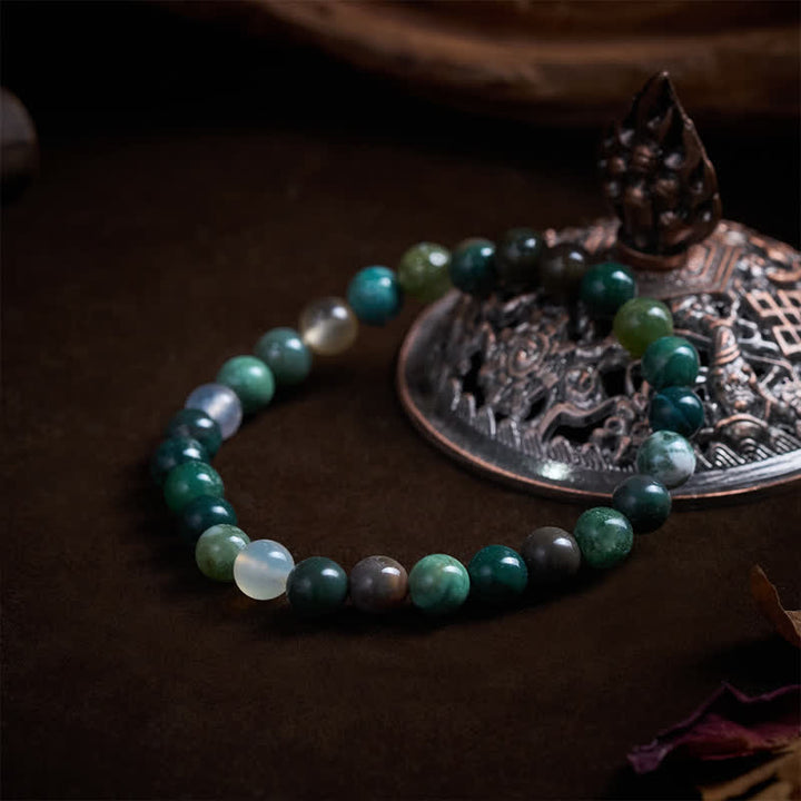 Buddha Stones Pulsera de protección y paz con jaspe y ágata de sedimentos marinos de piedra natural - image 4