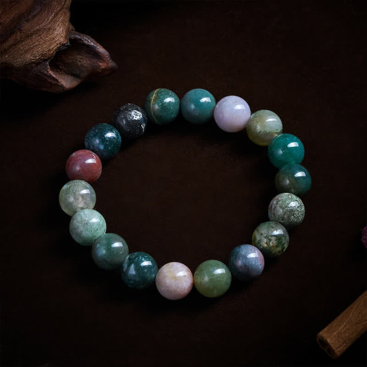 Buddha Stones Pulsera de protección y paz con jaspe y ágata de sedimentos marinos de piedra natural - 10 mm (circunferencia de la muñeca: 16-17 cm) - image 9