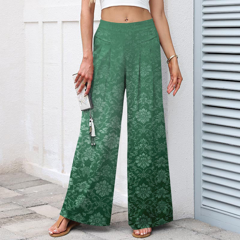 Buddha Stones Pantalones de mujer de lino y algodón con estampado floral vintage, cintura elástica, pernera ancha y bolsillos. - image 7