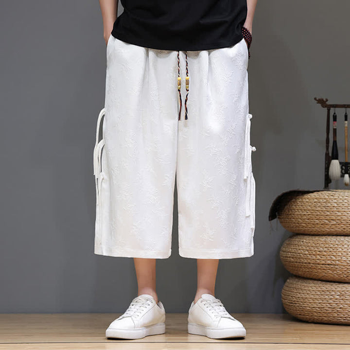 Buddha Stones Pantalones rectos de hombre con botones laterales y bolsillos, estilo Summer Tang. - image 12