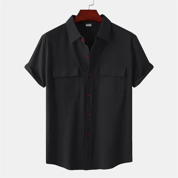 Buddha Stones Camisas de manga corta para hombre, estilo casual de verano, con botones y bolsillos decorativos. - Negro - US/UK/AU46, UE 56 (3XL) - image 8