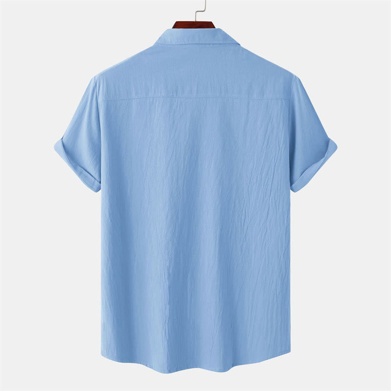 Buddha Stones Camisas de manga corta para hombre, estilo casual de verano, con botones y bolsillos decorativos. - image 16