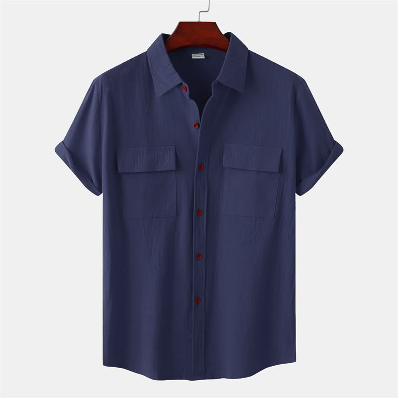 Buddha Stones Camisas de manga corta para hombre, estilo casual de verano, con botones y bolsillos decorativos. - Azul medianoche - US/UK/AU46, UE 56 (3XL) - image 22
