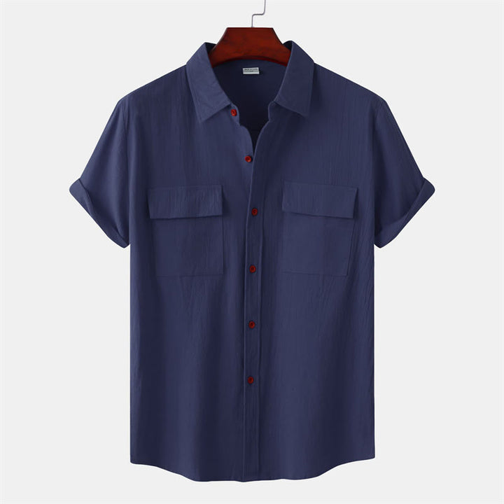 Buddha Stones Camisas de manga corta para hombre, estilo casual de verano, con botones y bolsillos decorativos. - Azul medianoche - US/UK/AU46, UE 56 (3XL) - image 22
