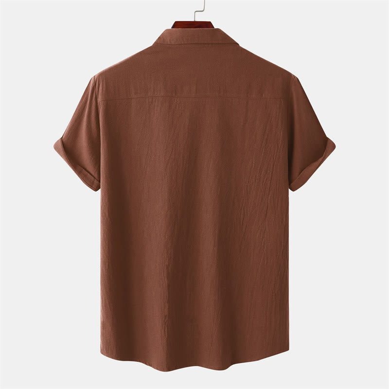 Buddha Stones Camisas de manga corta para hombre, estilo casual de verano, con botones y bolsillos decorativos. - image 30
