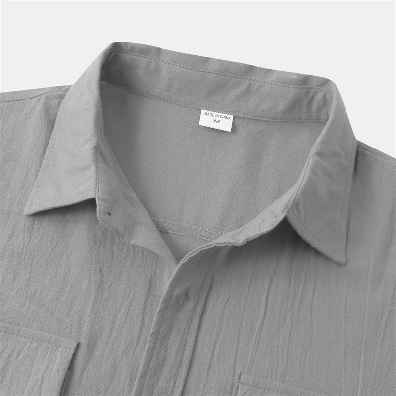 Buddha Stones Camisas de manga corta para hombre, estilo casual de verano, con botones y bolsillos decorativos. - image 38