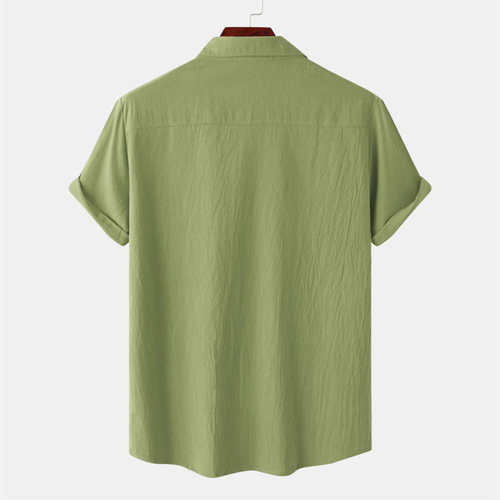 Buddha Stones Camisas de manga corta para hombre, estilo casual de verano, con botones y bolsillos decorativos. - image 65