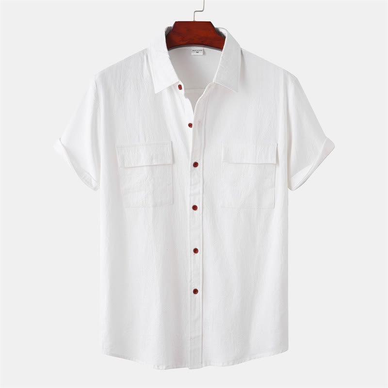 Buddha Stones Camisas de manga corta para hombre, estilo casual de verano, con botones y bolsillos decorativos. - Blanco - US/UK/AU46, UE 56 (3XL) - image 78