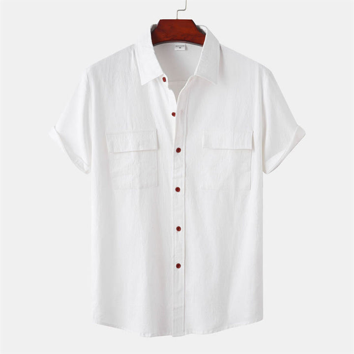 Buddha Stones Camisas de manga corta para hombre, estilo casual de verano, con botones y bolsillos decorativos. - Blanco - US/UK/AU46, UE 56 (3XL) - image 78