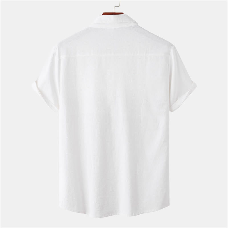 Buddha Stones Camisas de manga corta para hombre, estilo casual de verano, con botones y bolsillos decorativos. - image 79