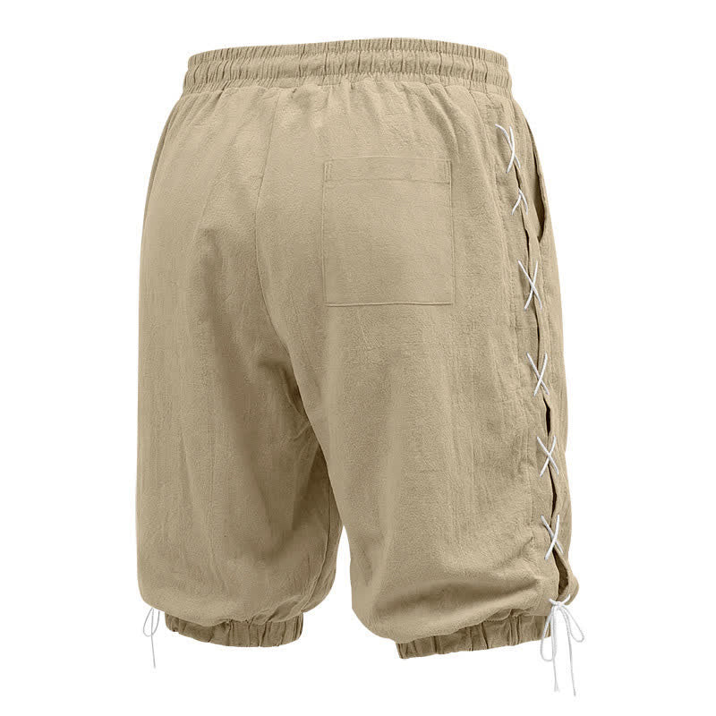 Pantalones cortos tipo bermudas Buddha Stones de verano con cordón ajustable y abertura lateral, color liso, para hombre, con bolsillos. - image 2