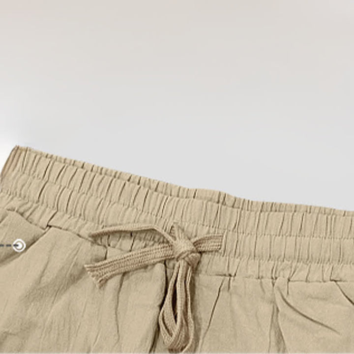 Pantalones cortos tipo bermudas Buddha Stones de verano con cordón ajustable y abertura lateral, color liso, para hombre, con bolsillos. - image 5