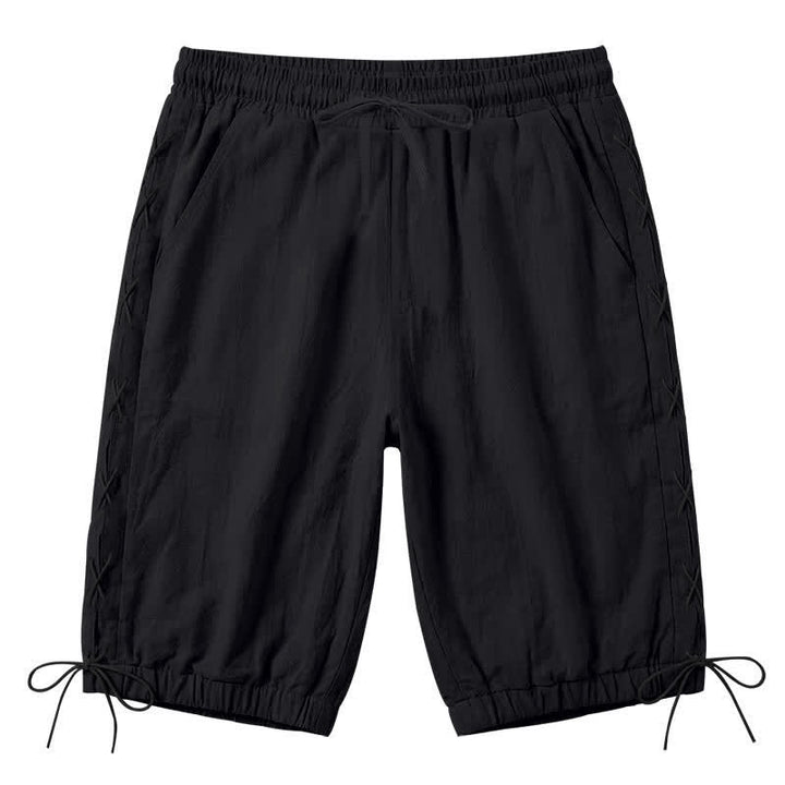 Pantalones cortos tipo bermudas Buddha Stones de verano con cordón ajustable y abertura lateral, color liso, para hombre, con bolsillos. - Negro - US/UK/AU44，EU54 (3XL) - image 9